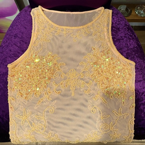 Beaded Mesh peach color top🌷 - Picture 10 of 16